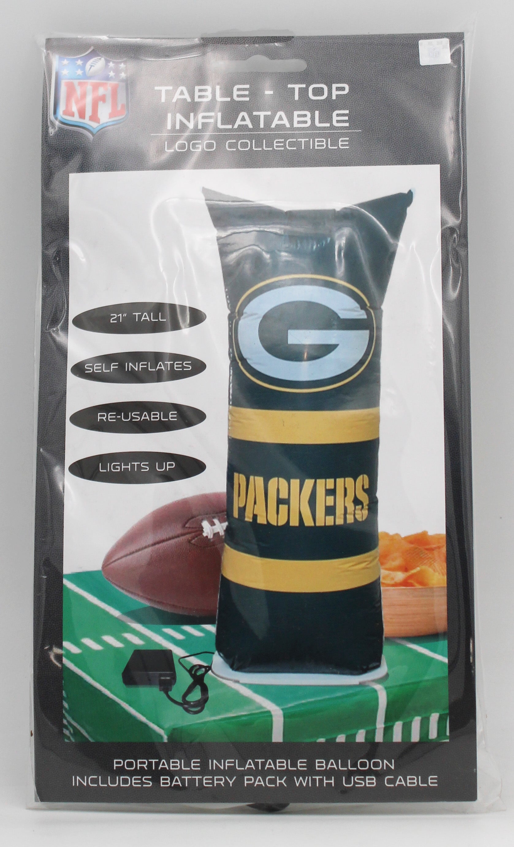 OFFICIALLY LICENCED GREEN BAY PACKERS TABLETOP INFLATABLE CENTERPIECE