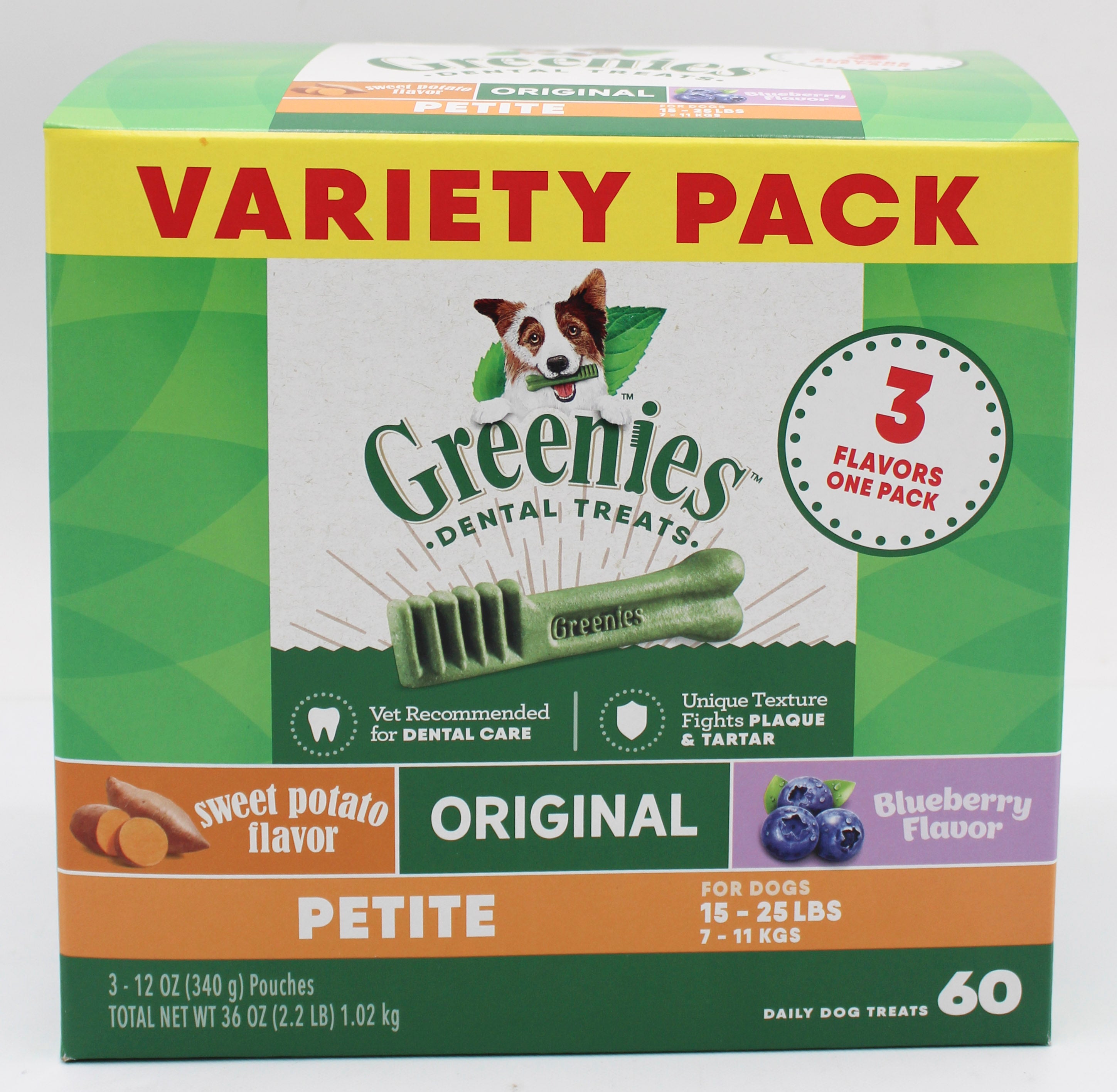 Greenies Natural Dental Care Dog Treats Petite Variety 36oz 60-Pack