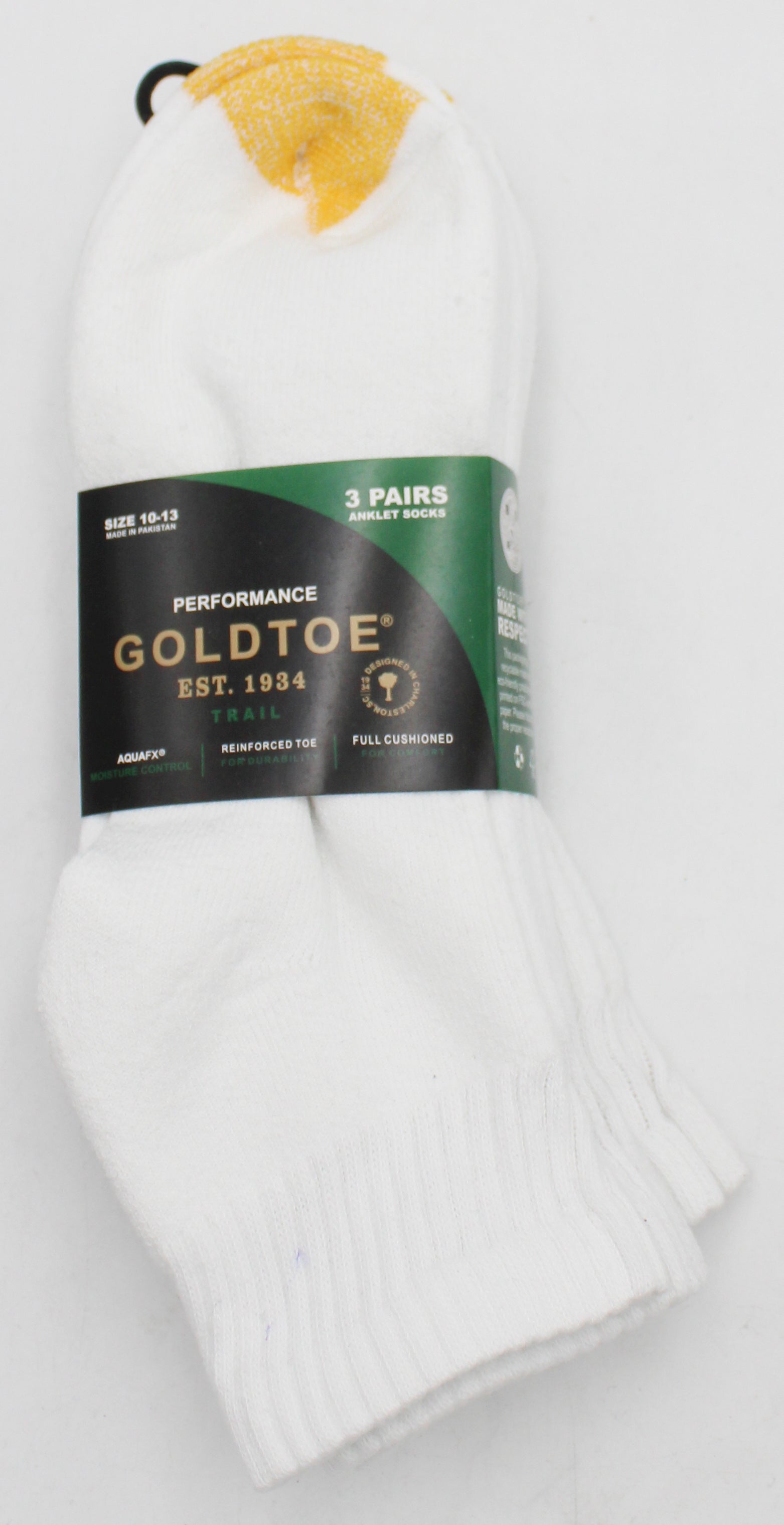 GOLDTOE 3PK MENS ANKLE SOCKS WHITE SZ 10-13 NI