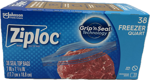 Ziploc 38ct FREEZER QUART