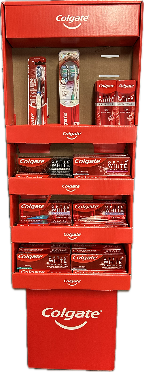 COLGATE MIXED OPTIC WHITE TOOTHPASTE/TOOTHBRUSH DISPLAY NI.