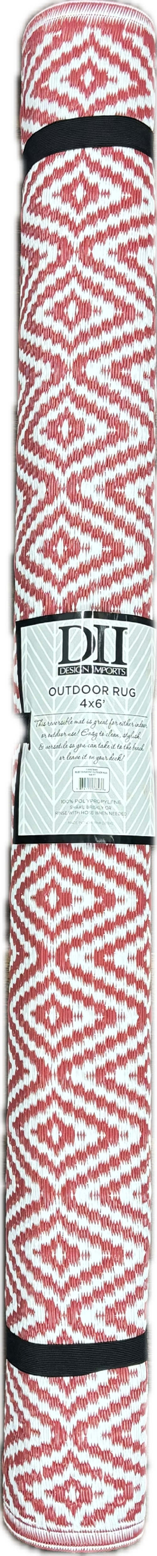 4X6 FT DIAMONDS OUTDOOR RUG - RUST MARQUISE