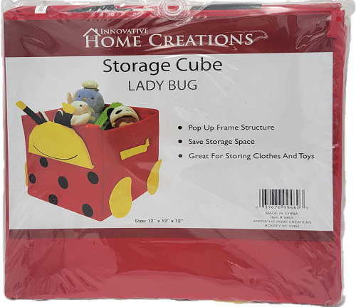 HOME CREATIONS ANIMAL POP UP STORAGE CUBE 12x12x12x LADY BUG
