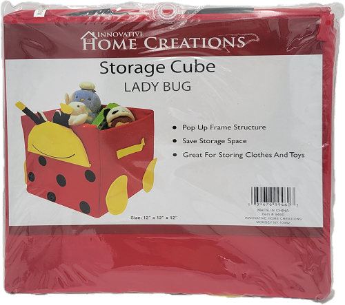 HOME CREATIONS ANIMAL POP UP STORAGE CUBE 12x12x12x LADY BUG