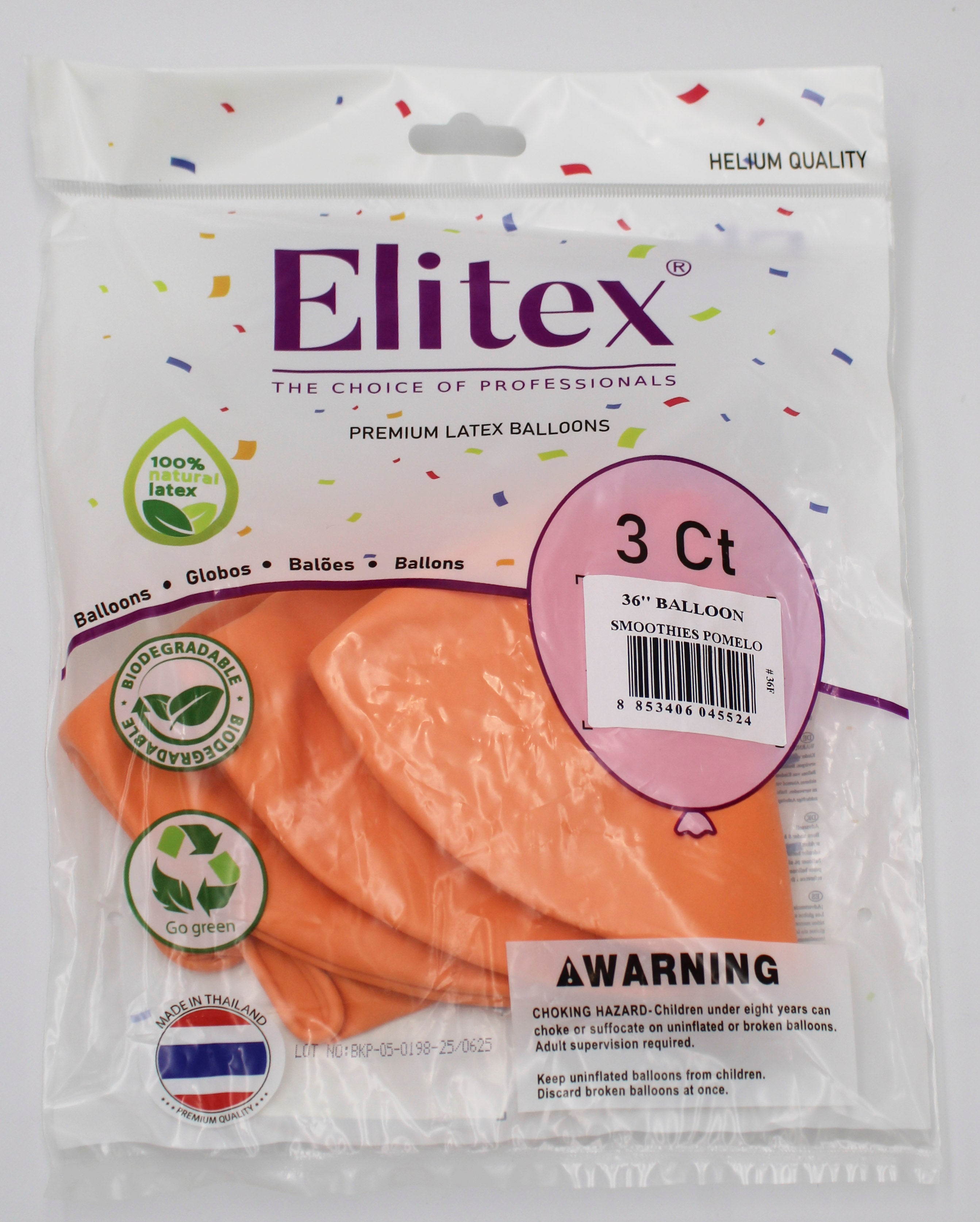 ELITEX 36" SMOOTHIE POMELO ROUND BALLOON, 3 PACK