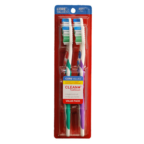 CORE VALUES TOOTHBRUSH 4PK SOFT FULL ASST COLORS 72CT DISPLAY