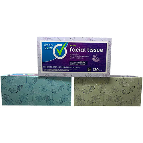 SMPLYDONE Facial Tissue 3-Ply 130 Sheets Box