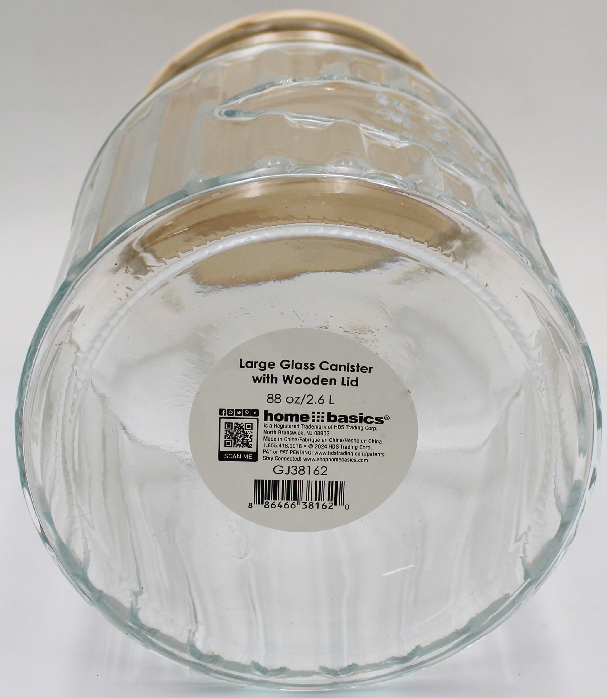 HOMEMADE GLASS CANISTER W/ WOOD TOP 2.6LT
