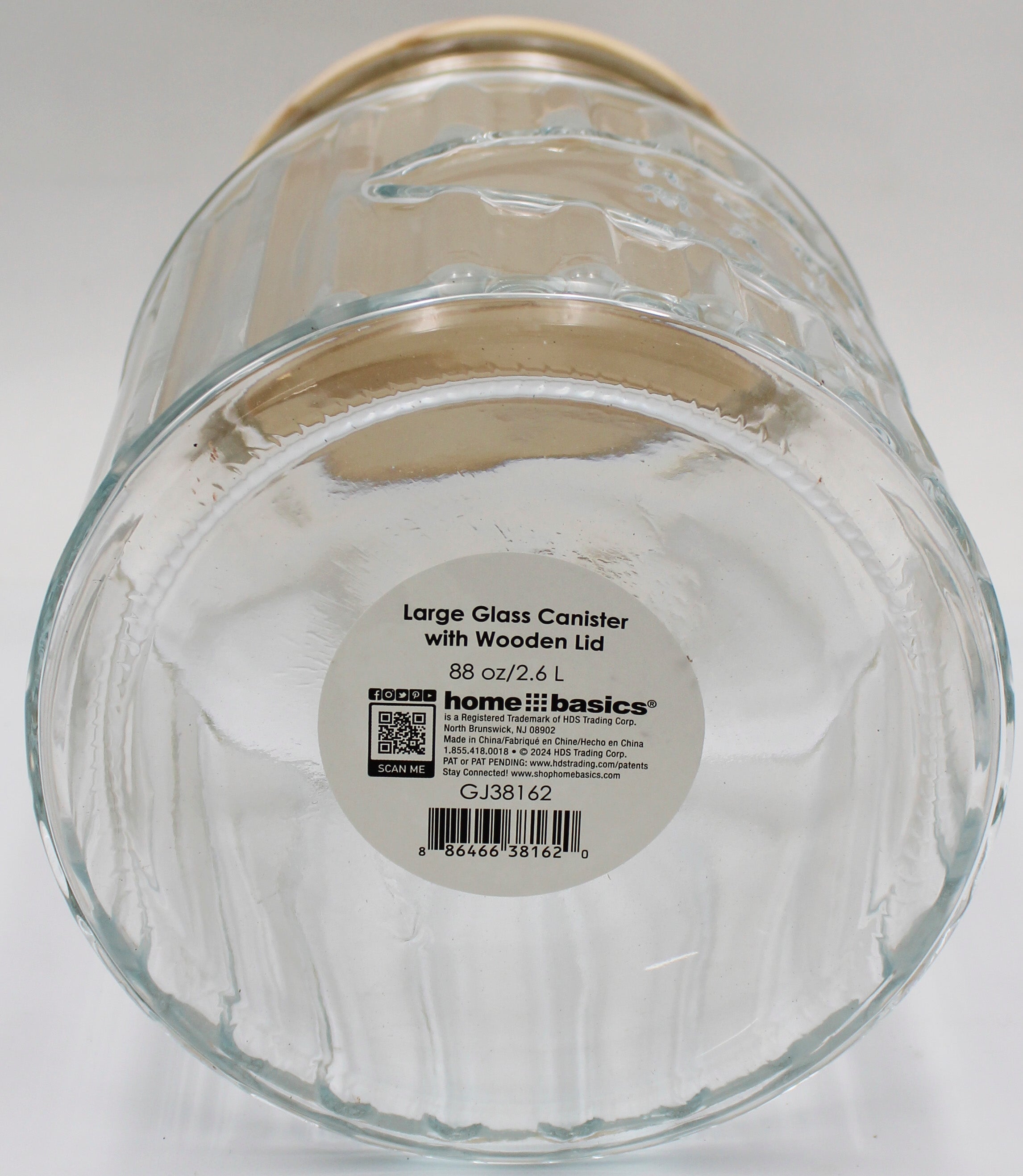 HOMEMADE GLASS CANISTER W/ WOOD TOP 2.6LT