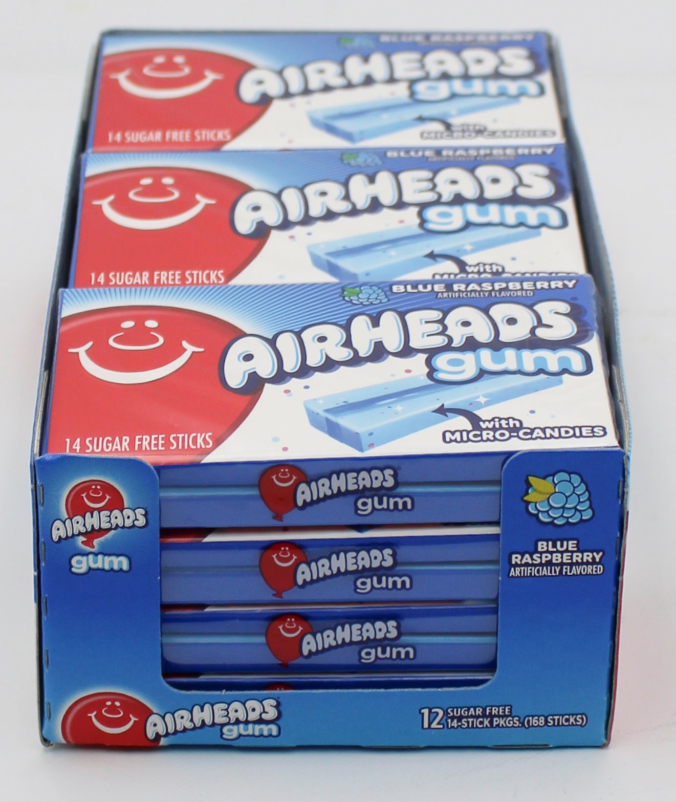 Airheads Gum Blue Raspberry 14pc 12ct Display Tray