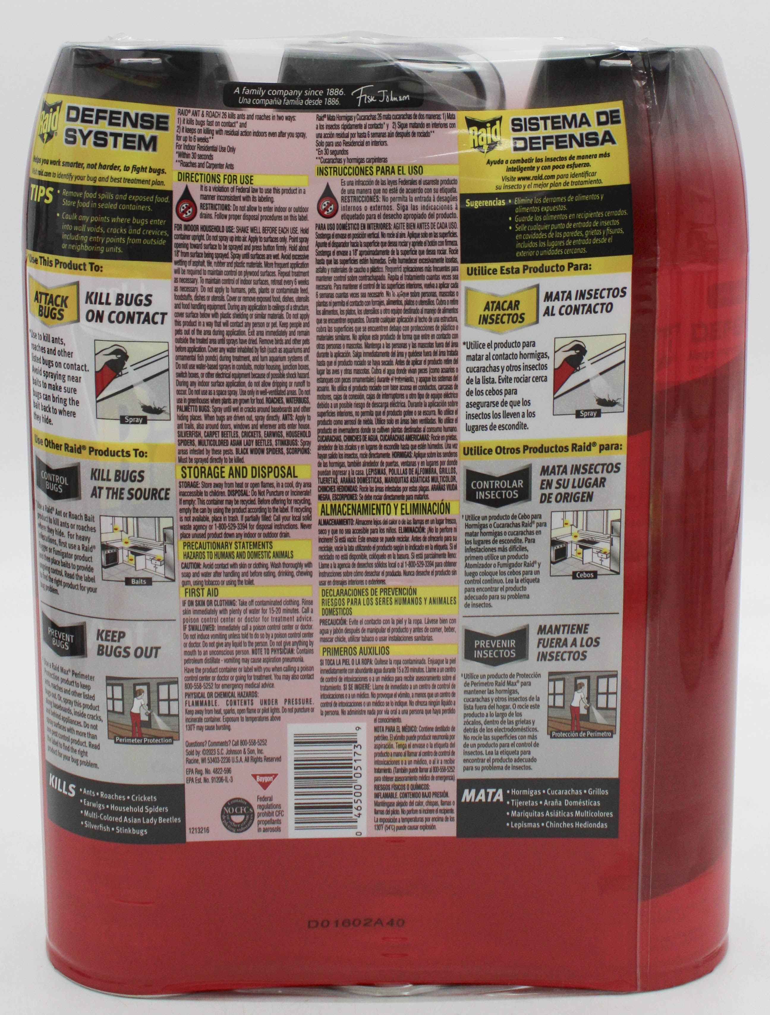 SP PEST2025 RAID ANT & ROACH 3CT 17.5oz FRESH DISPLAY