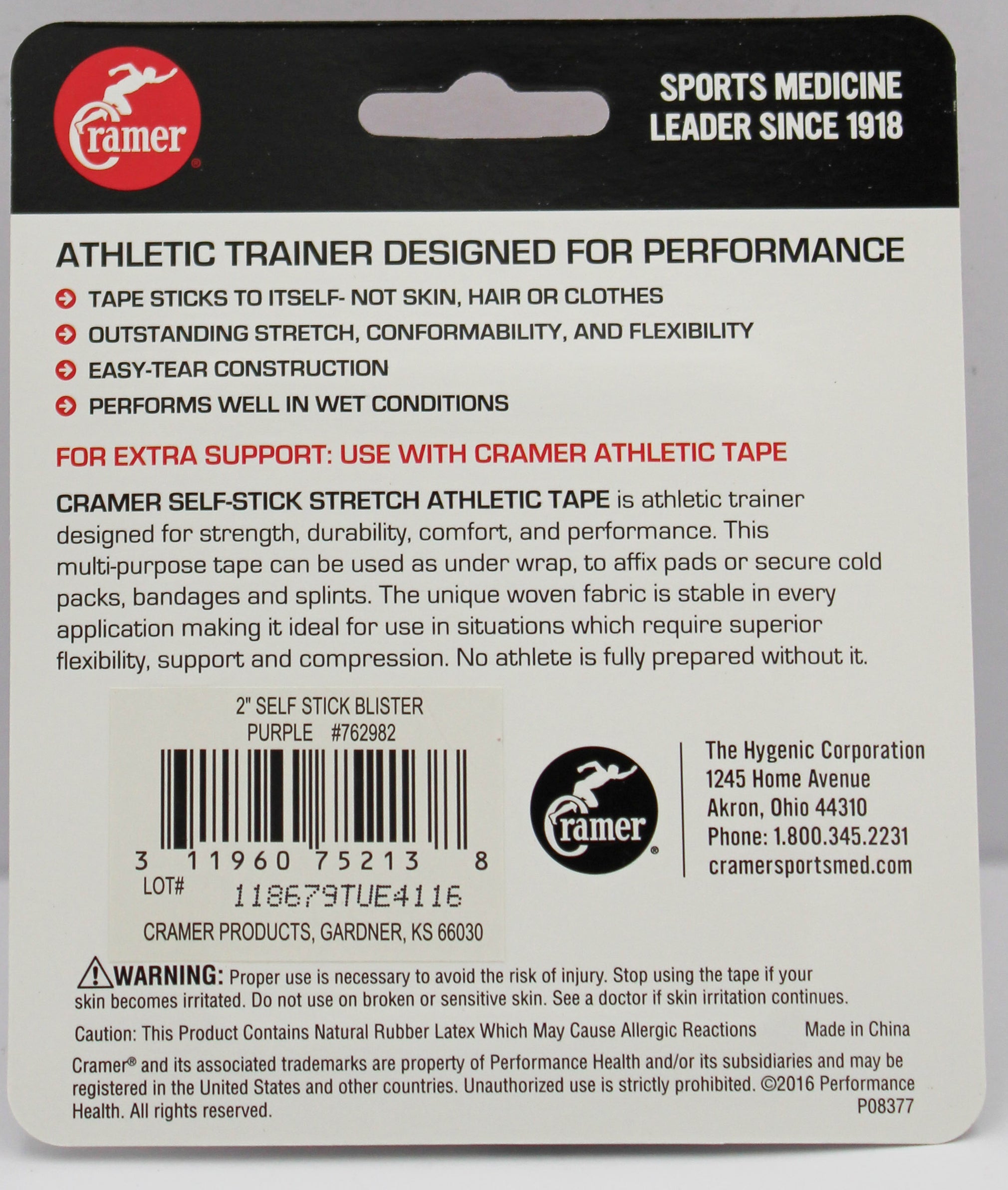 CRAMER SELF STICK ATHLETIC TAPE 2" X 5YD PURPLE