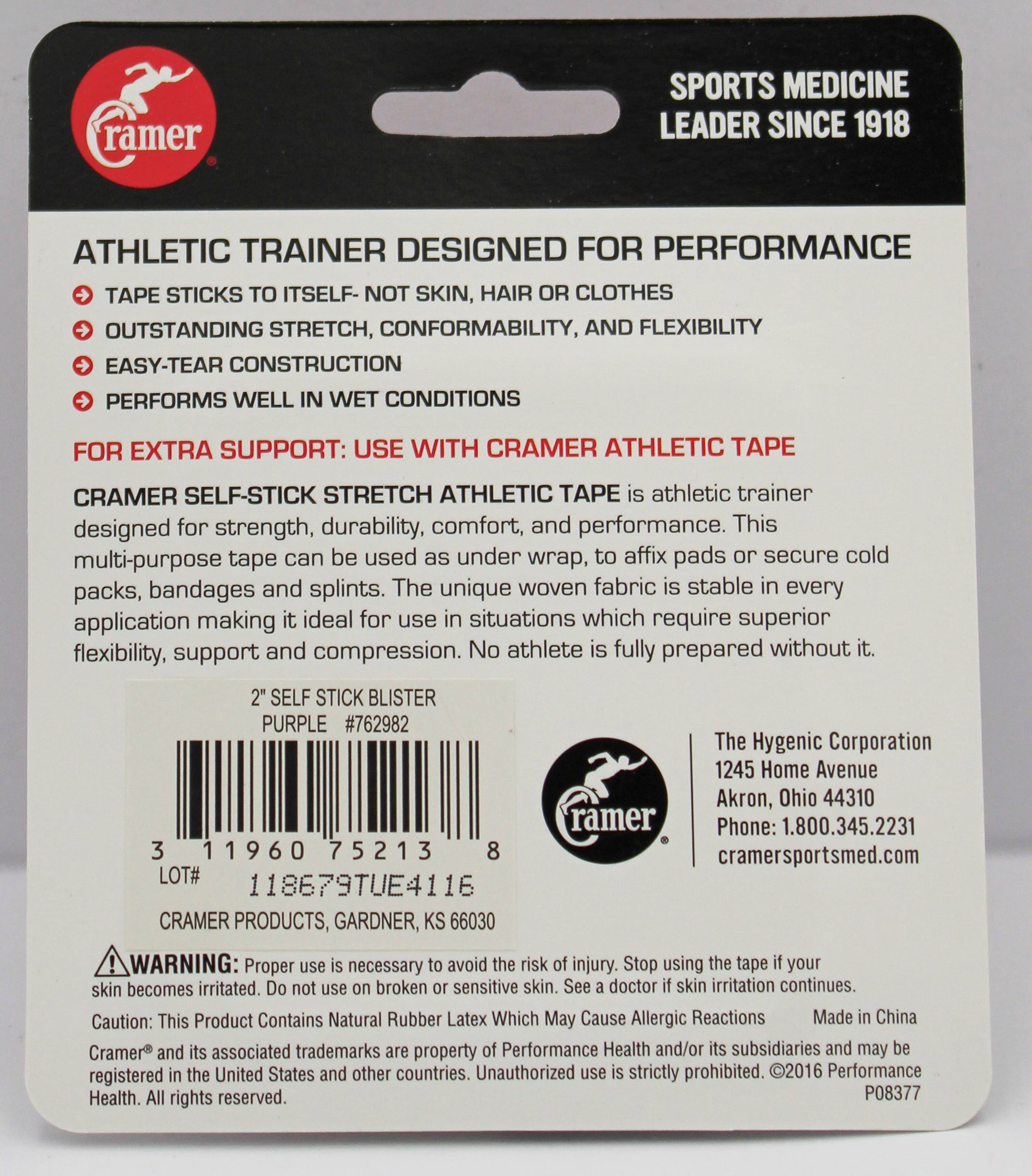 CRAMER SELF STICK ATHLETIC TAPE 2" X 5YD PURPLE