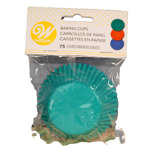 WILTON BAKING CUP STANDARD 75CT-ORANGE,BLUE,TEAL