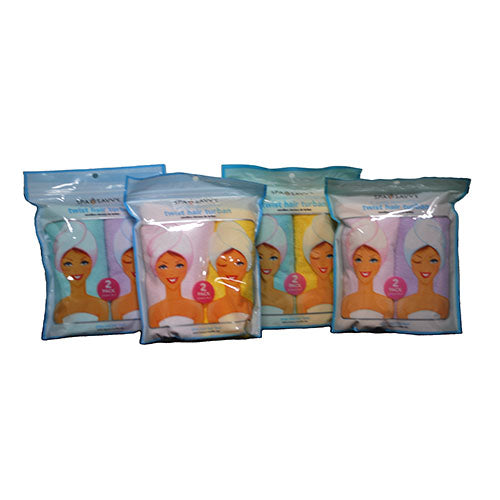 DONNAMAX SPA SAVVY MICROFIBER TWIST HAIR TURBAN 2PK ASST COLORS NI