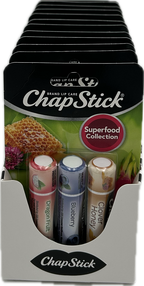 CHAPSTICK SUPERFOODS 3ct 0.15oz ASSORTED 8/31/2025