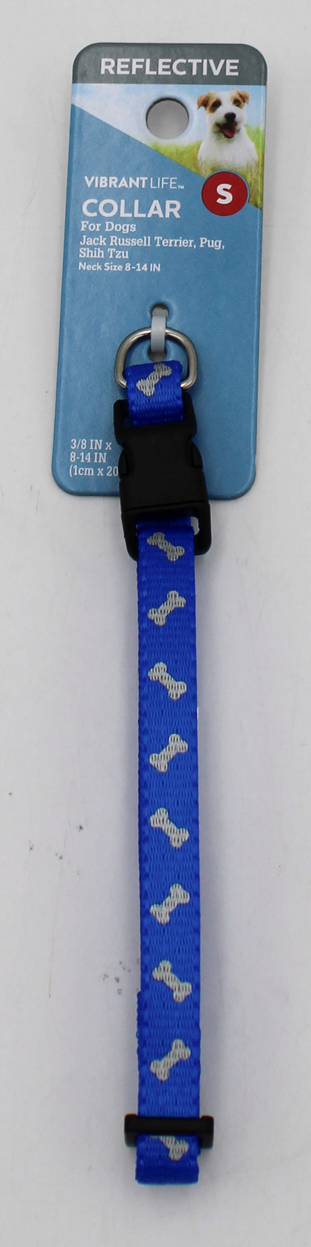 VIBRANT LIFE  SMALL REFLECTIVE BONES COLLAR BLUE