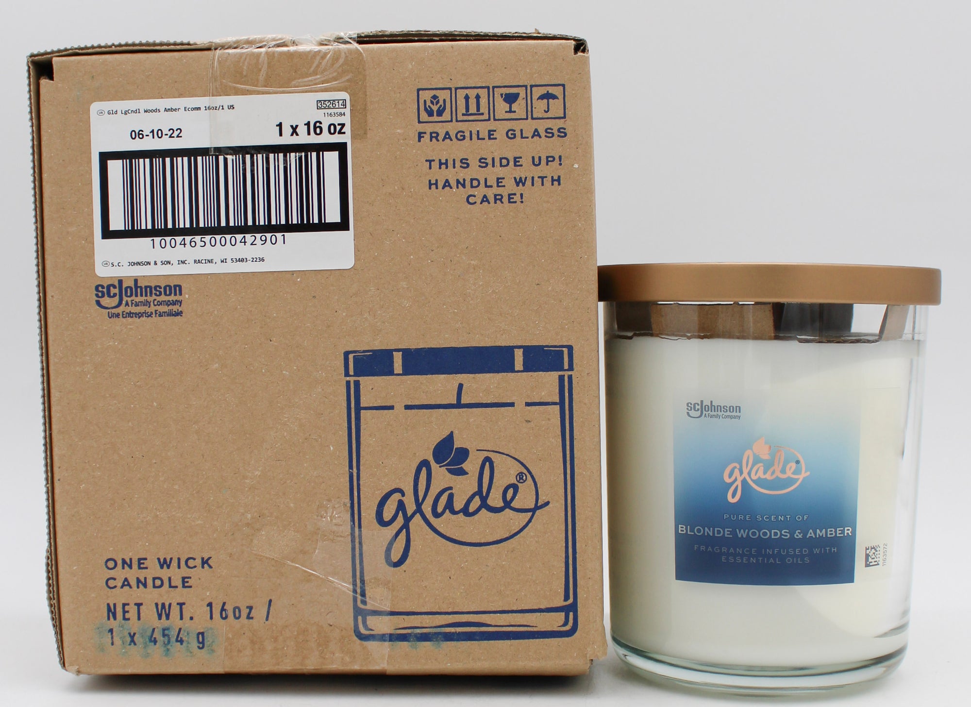 GLADE LARGE CANDLE BLONDE WOODS & AMBER 16oz US