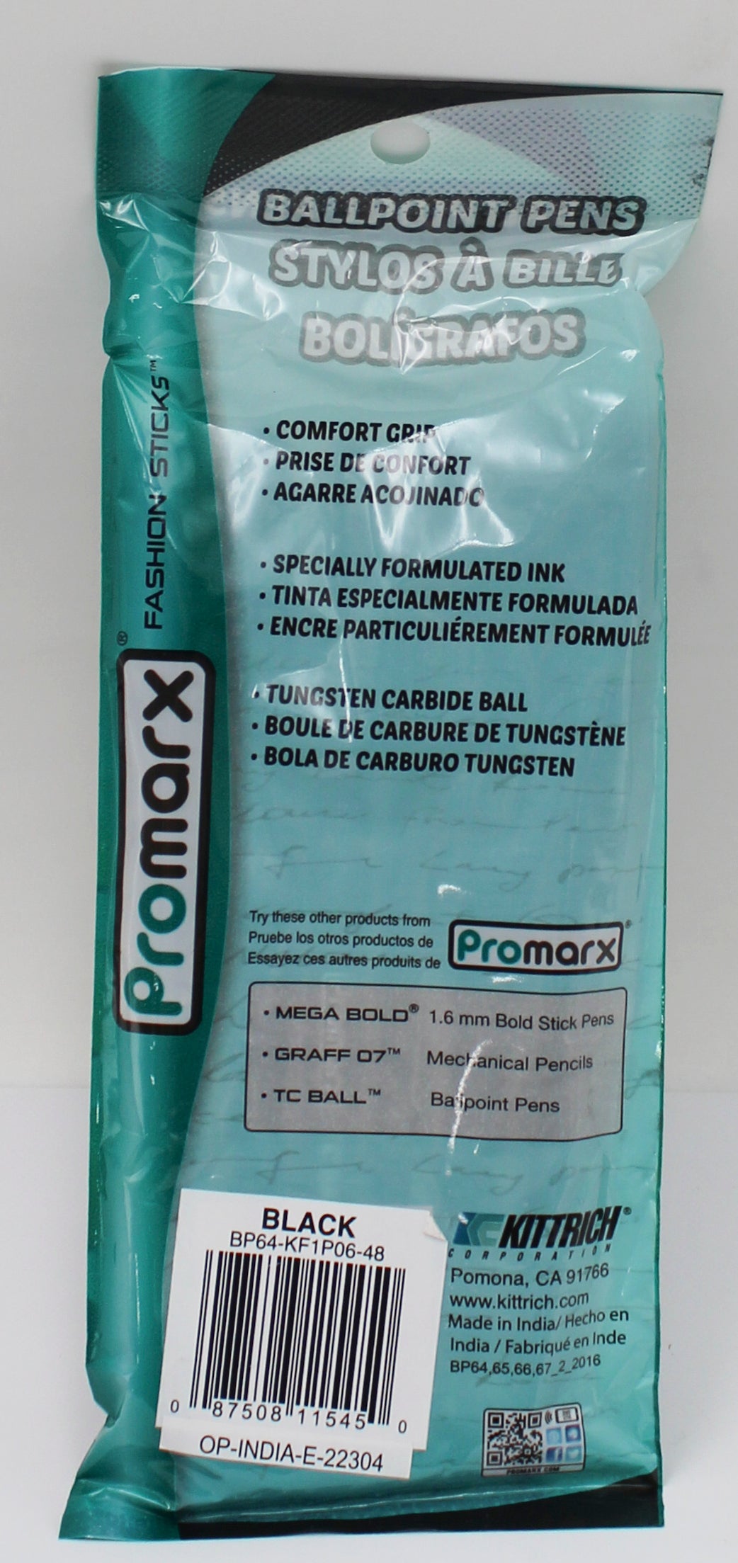 PROMARX FASHION GRIP BALLPOINT PENS 1.0M 6CT