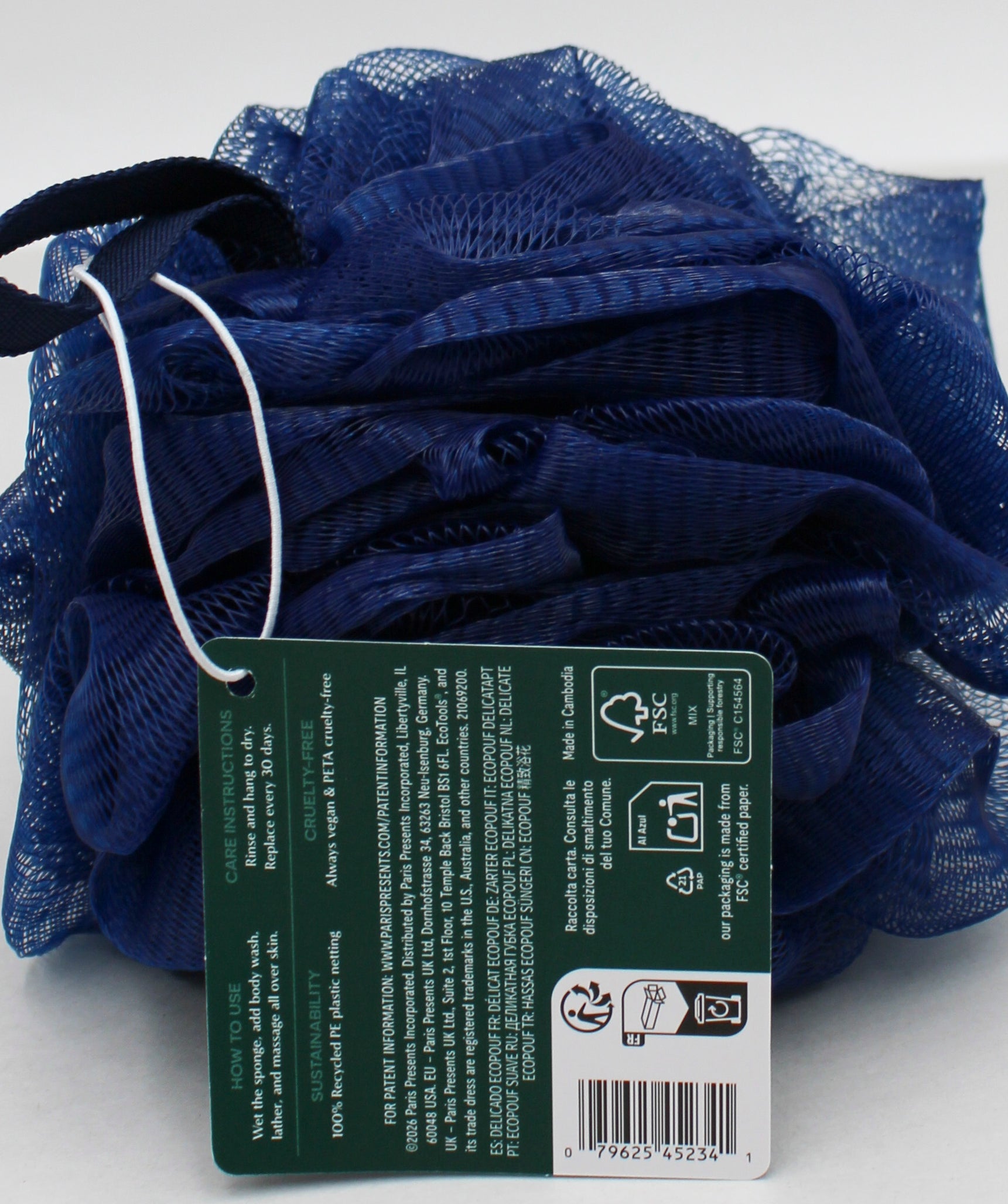 EcoTools Pouf Navy Blue Bath Sponge Bulk Pack