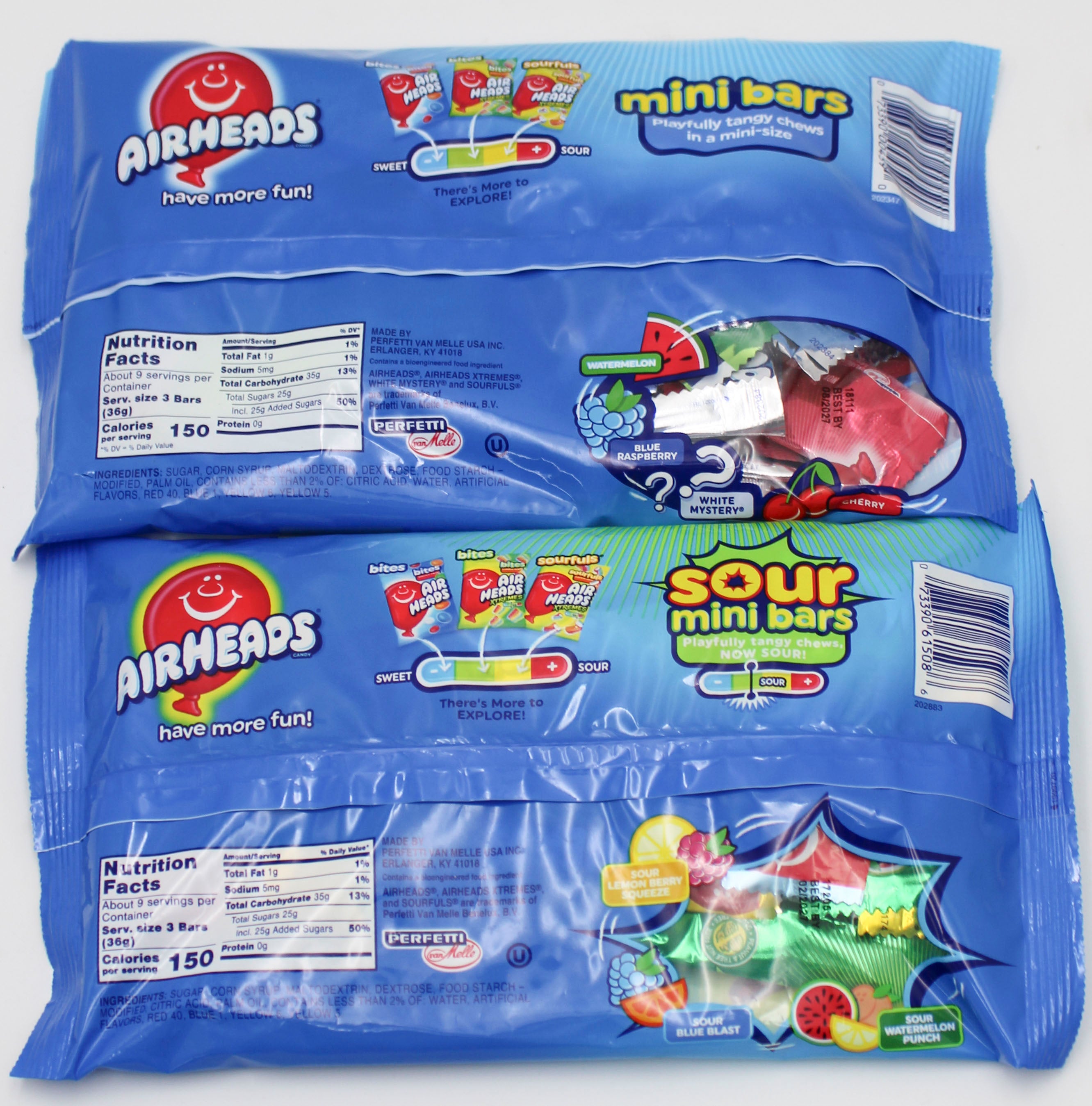 AIRHEADS FRUIT/SOUR LAYDOWN BAGS 12oz FLOOR DISPLAY BB 1/1/27 NI