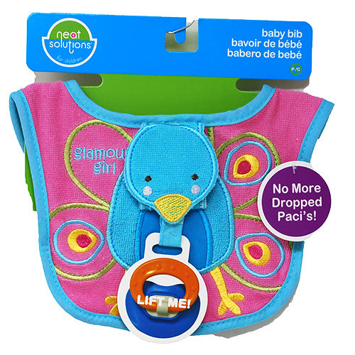 NEAT SOLUTIONS BABY BIB W/PACIFIER HOLDER 1CT-GLAMOUR GIRL/NI