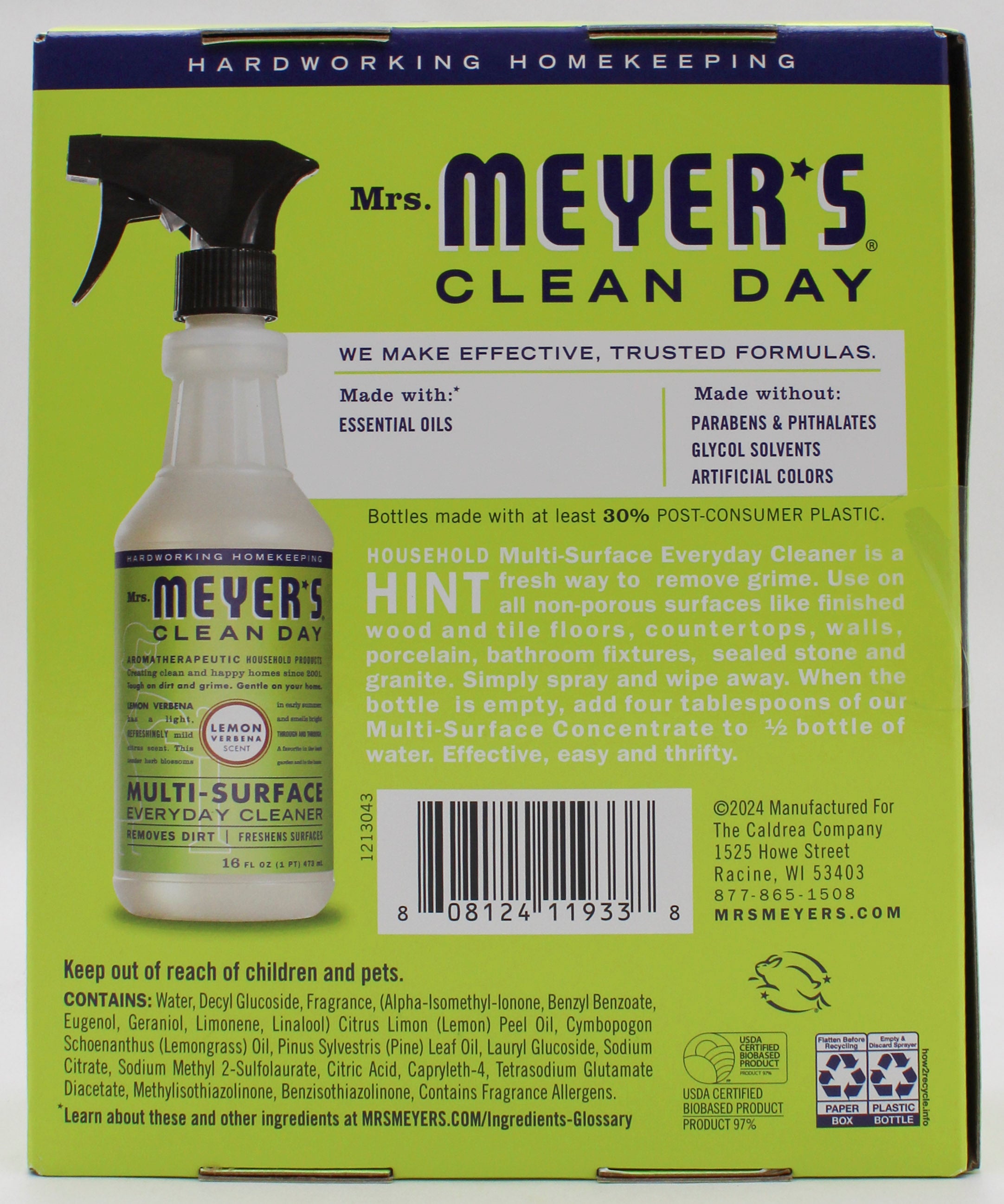 MRS MEYERS MULTI SURFACE CLEANER LEMON VERBENA 3ct PALLET