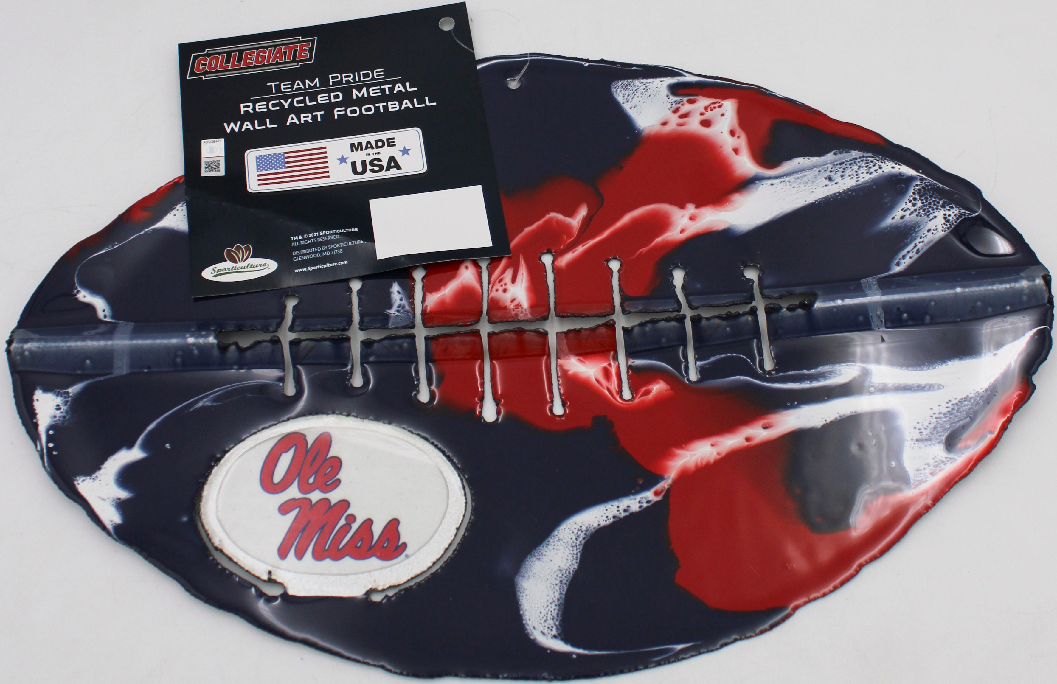 MISSISSIPPI OLE MISS REBELS REBELS METAL FOOTBALL ART