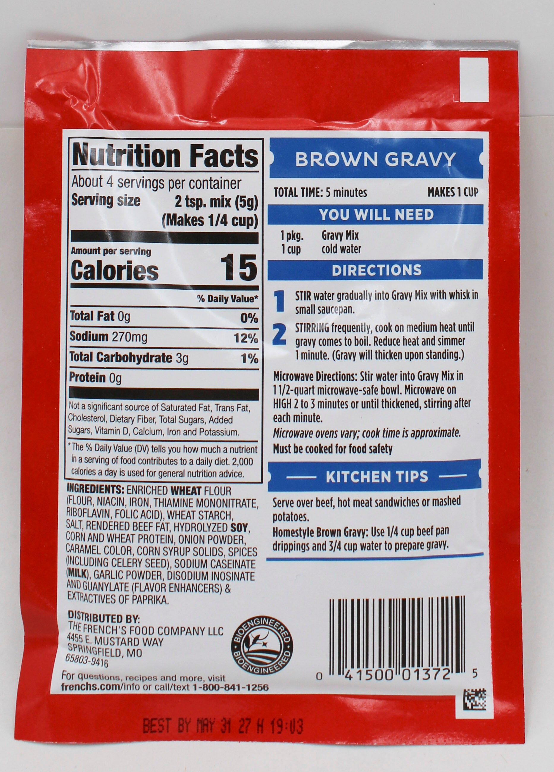 FRENCH'S BROWN GRAVY SEASONING PACK .75 Oz BB 5/31/2027
