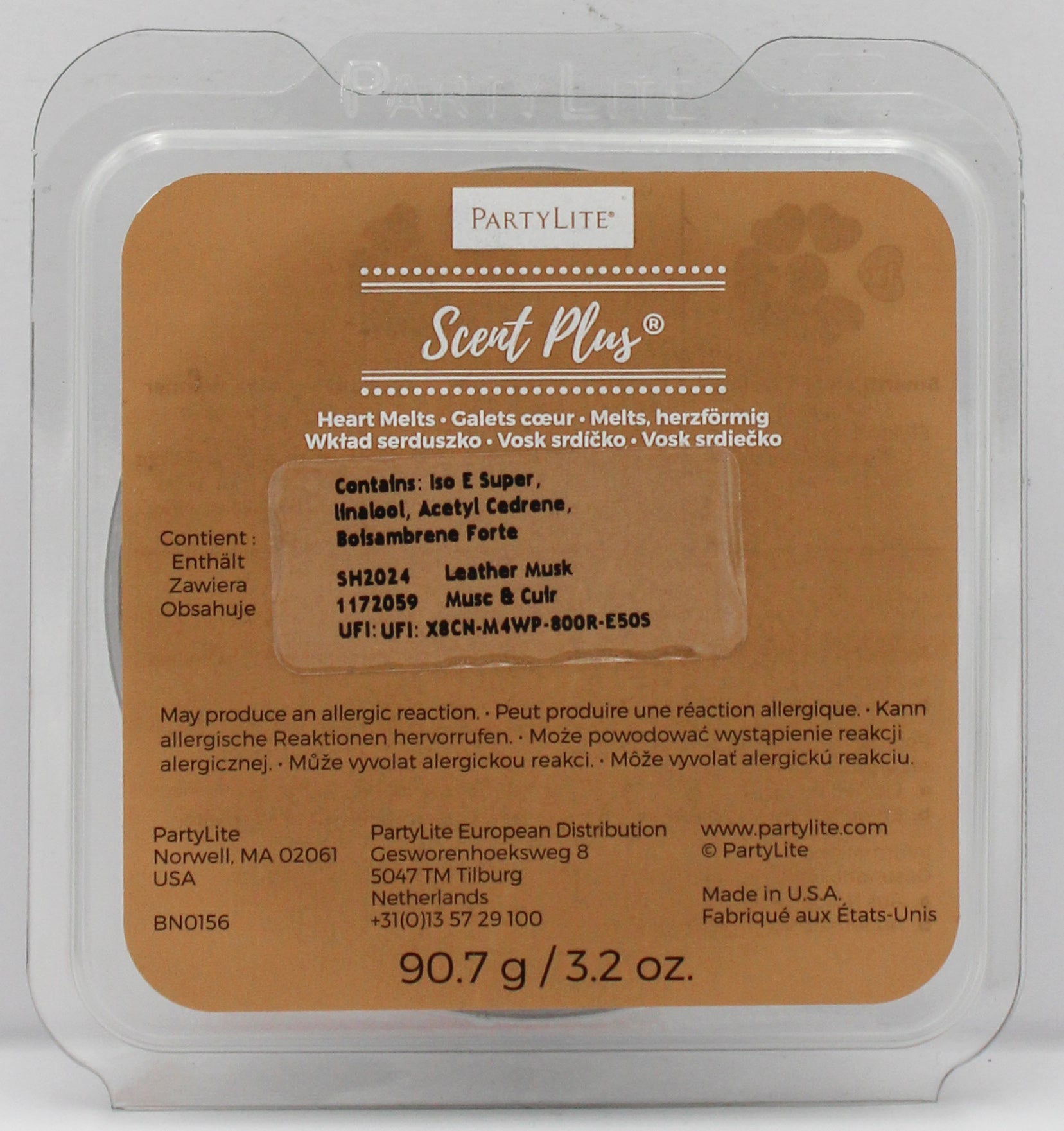 PARTYLITE LEATHER MUSK SCENT PLUS HEART MELTS 3.2oz