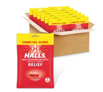 HALLS STRAWBERRY 80CT DROPS ECONOMY BAG BB 9/22/2025