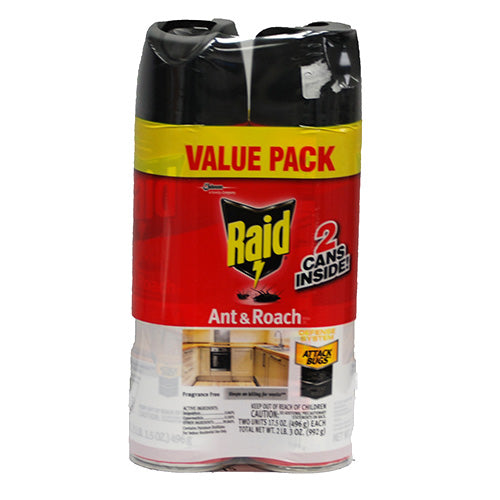 SP RAID ANT & ROACH 17.5oz/2PK-FRAGRANCE FREE