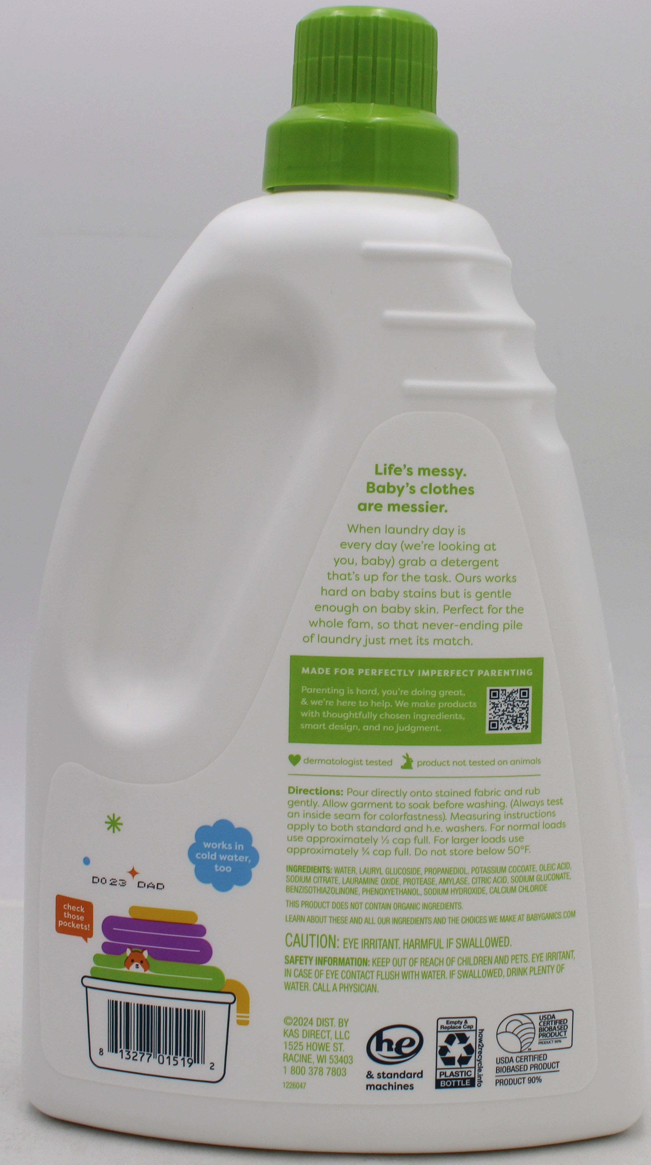 BABYGANICS LAUNDRY DETERGENT FRAGRANCE FREE 60oz