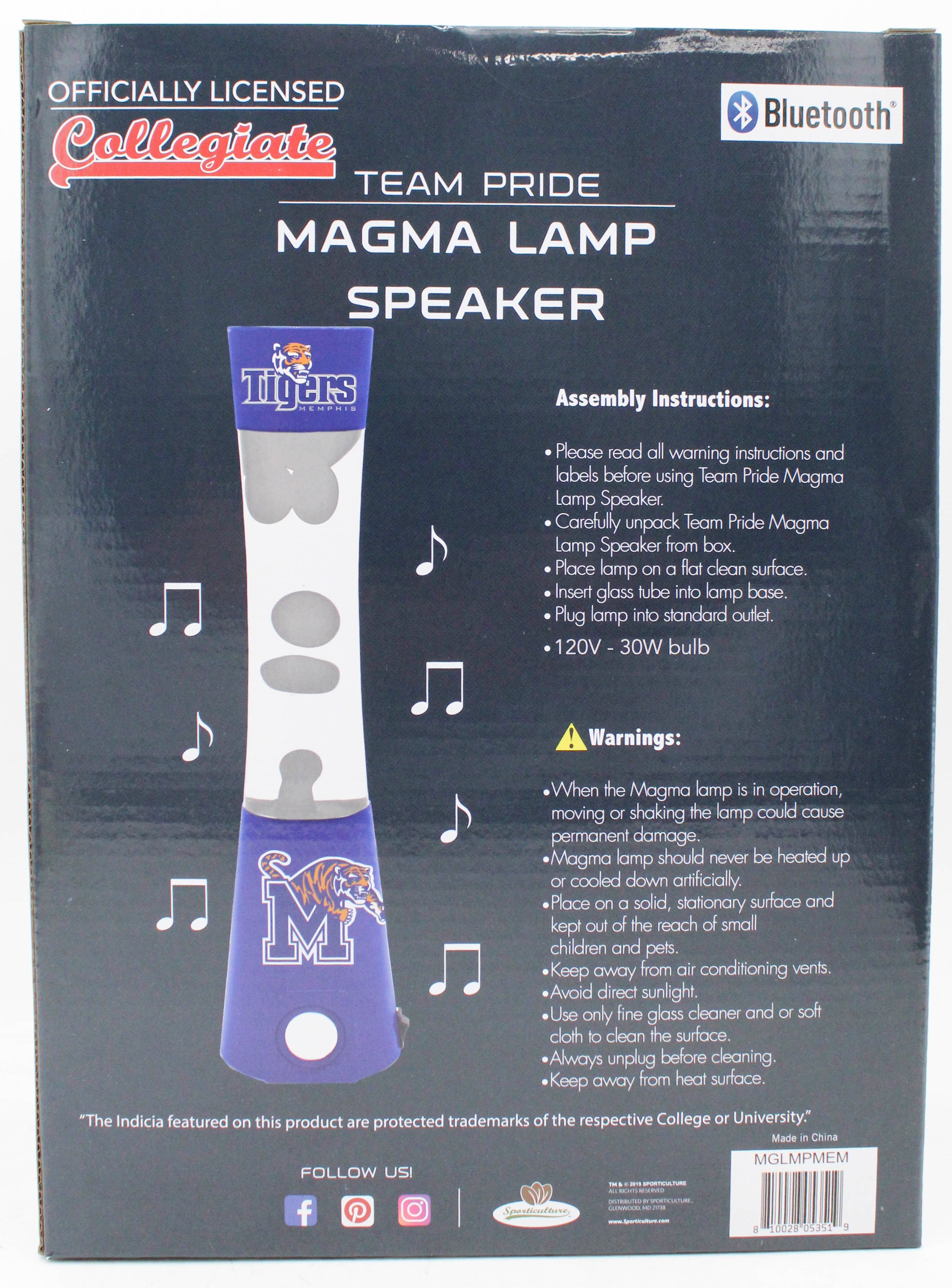 NCAA MEMPHIS TIGERS LAVA LAMP SPEAKER 16.5"