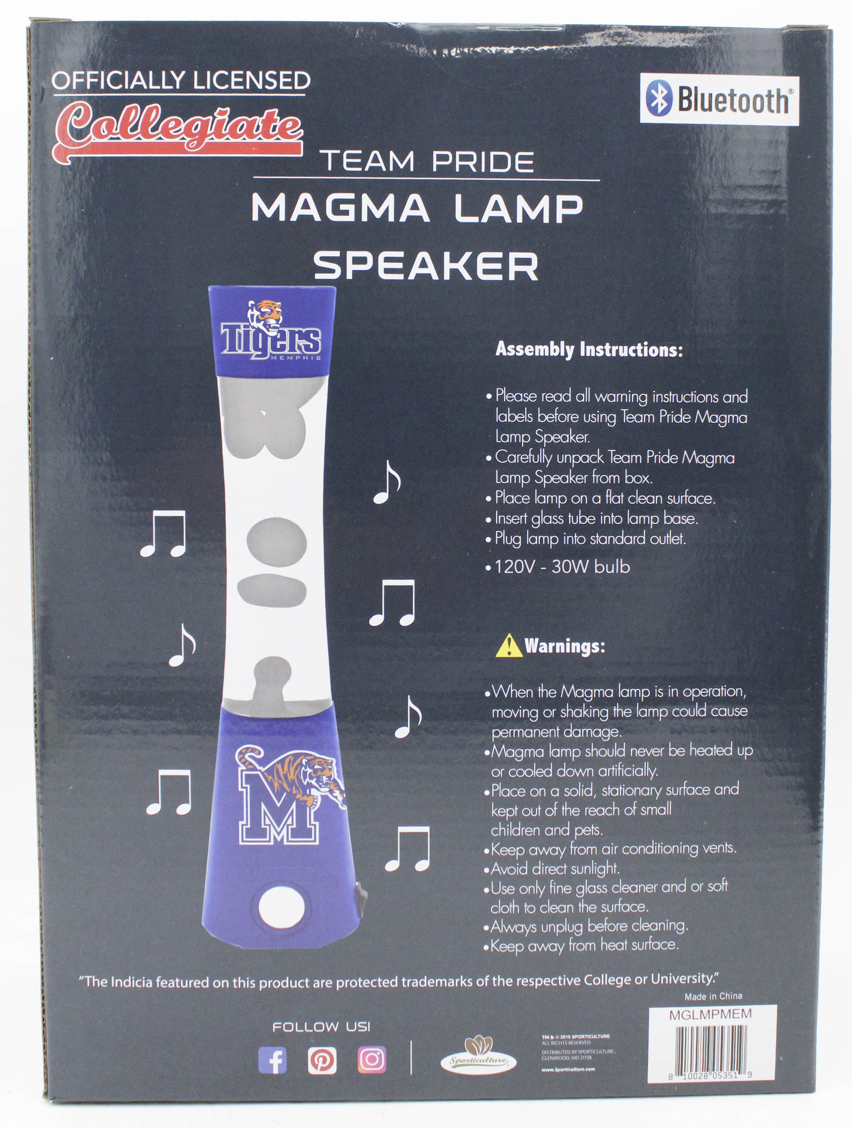NCAA MEMPHIS TIGERS LAVA LAMP SPEAKER 16.5"