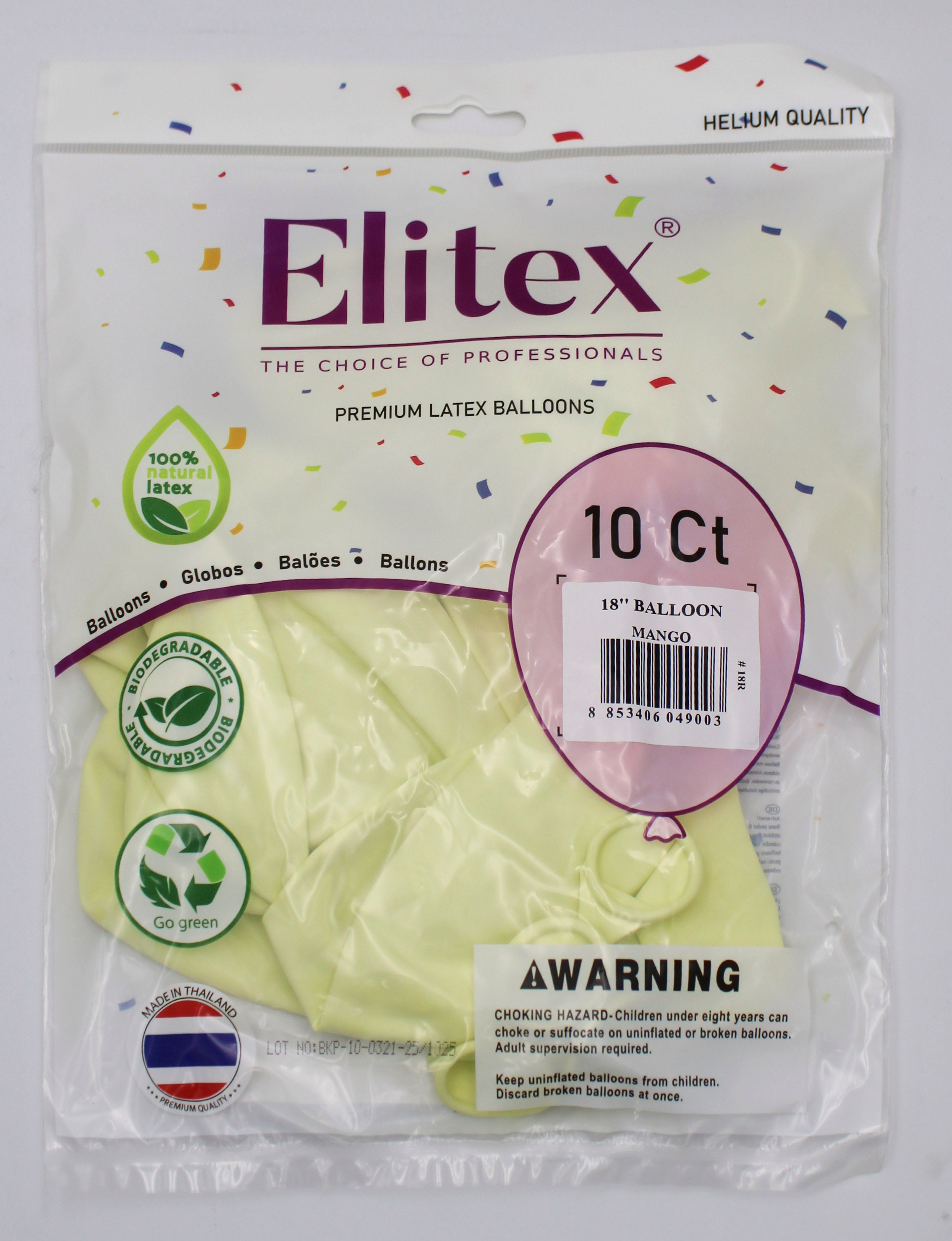 ELITEX 18" SMOOTHIE MANGO ROUND BALLOON, 10 PACK