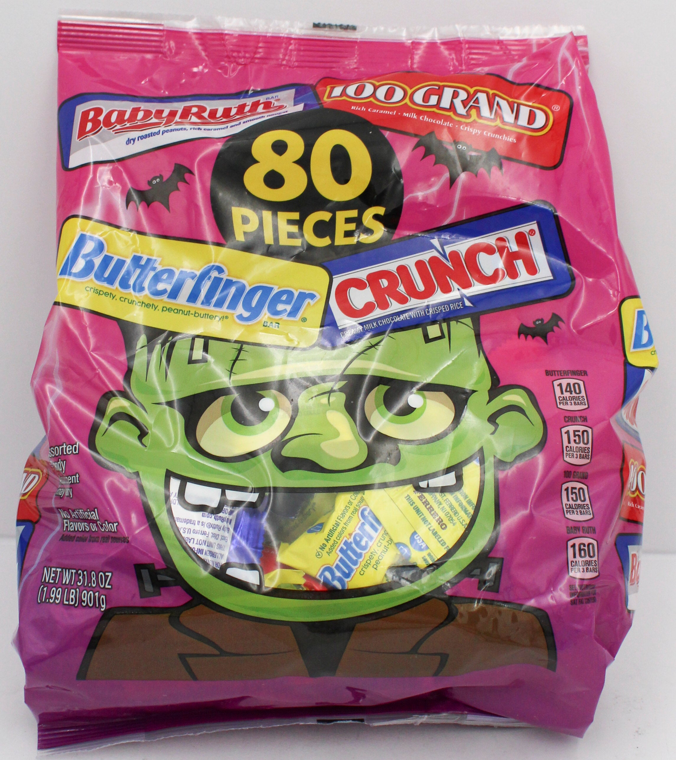 ASSORTED CHOCOLATE BUTTERFINGER BABYRUTH CRUNCH 100 GRAND (80PCS) 31.8 Oz BB 5/5/26