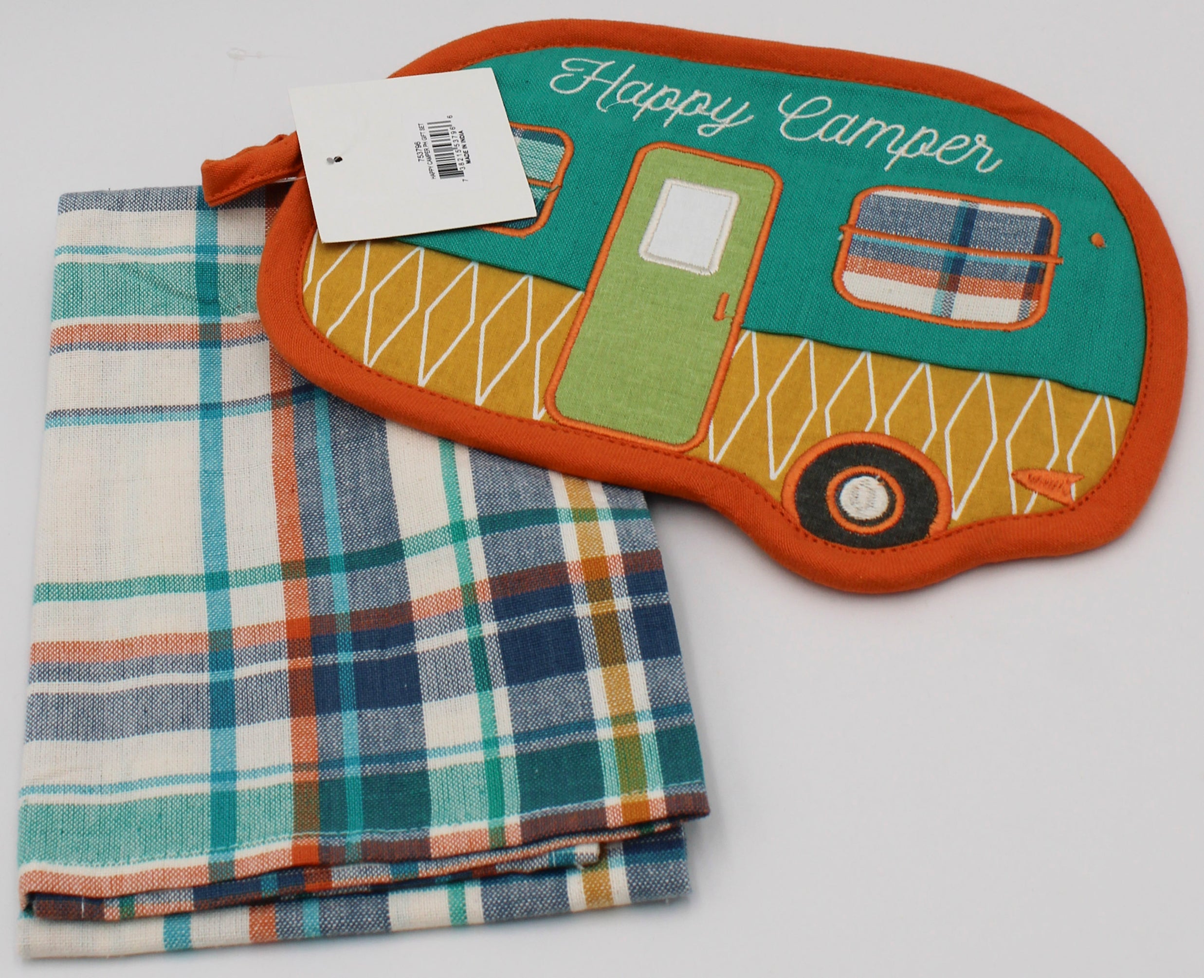 2PC GIFT SET - POTHOLDER AND DISHTOWEL - HAPPY CAMPER