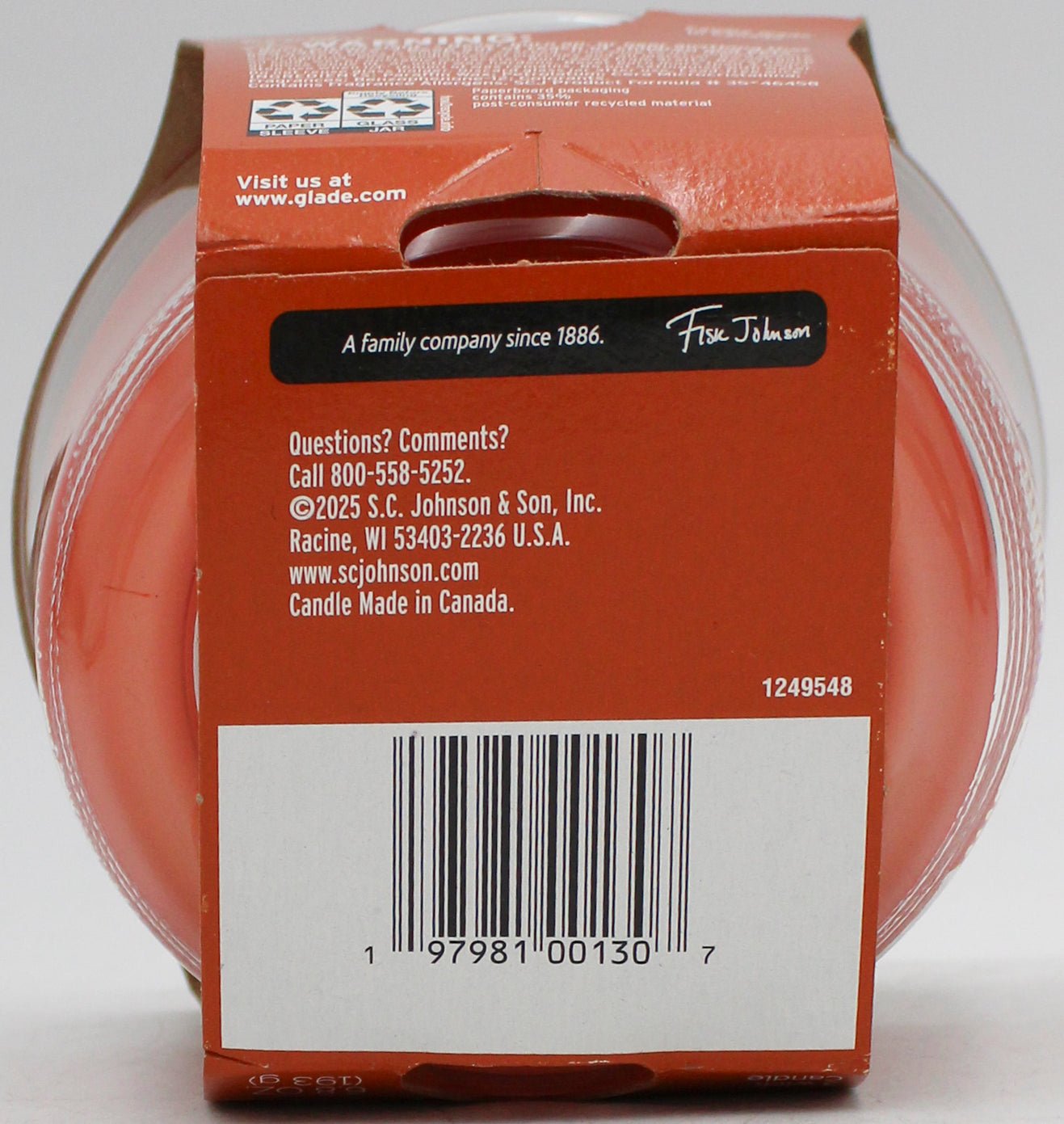 SP GLADE 3-WICK CANDLE PUMPKIN & GINGER 6.8oz US