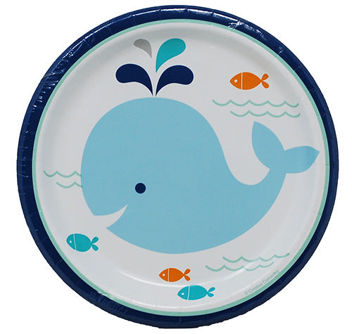 RND PAPER DESERT PLATE LIL' SPOUT BLUE 6 7/8"/8CT