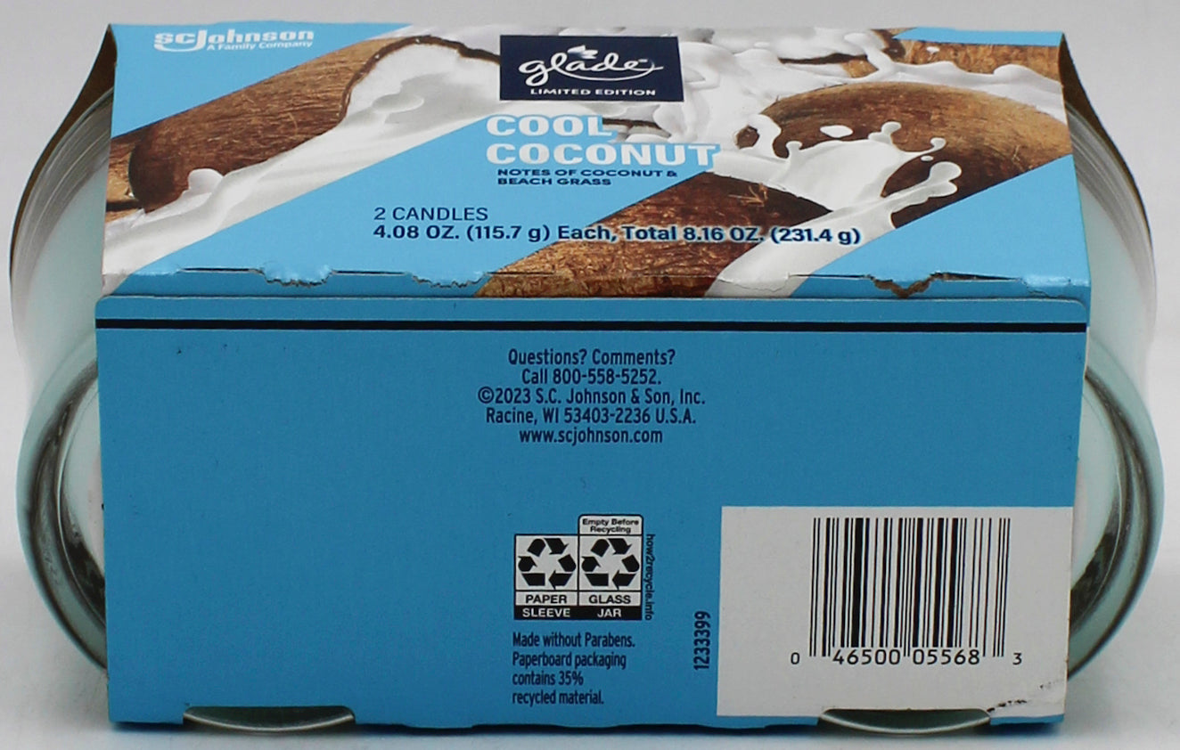 GLADE CANDLE COOL COCONUT 2ct 4.08oz US