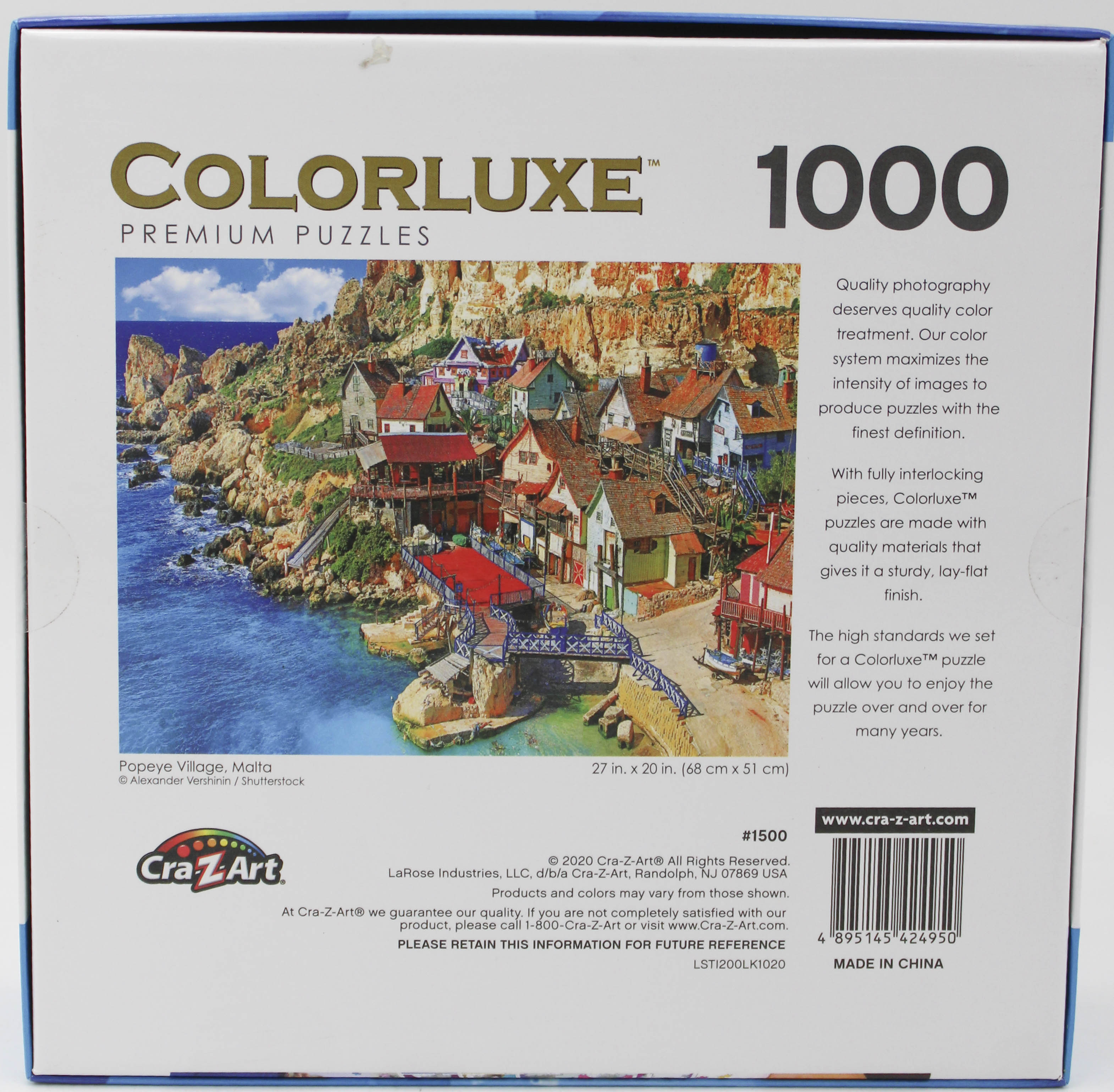 CRA-Z-ART COLORLUXE PUZZLE POPEYE VILLAGE MEDITERRANEAN VILLAS 1000PC
