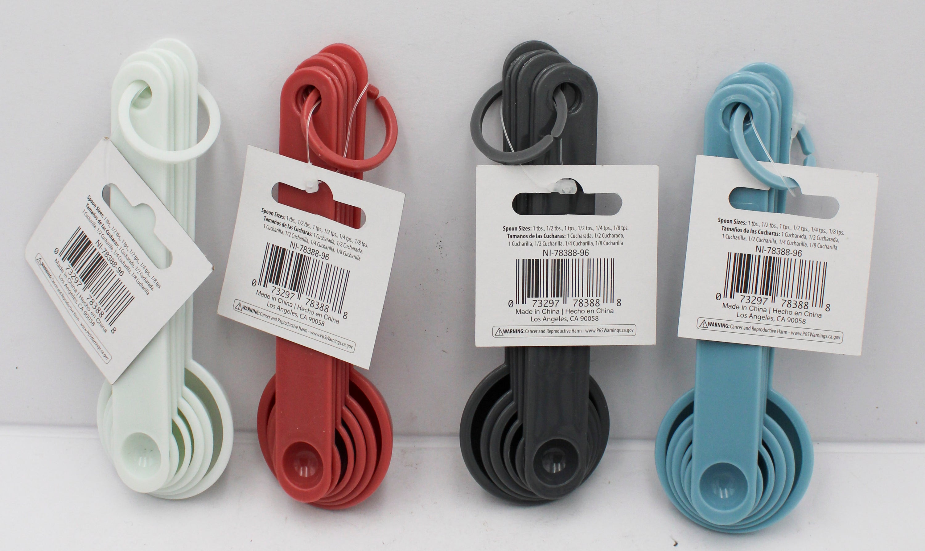 Plastic Measuring Spoons Set-  Assorted Colors