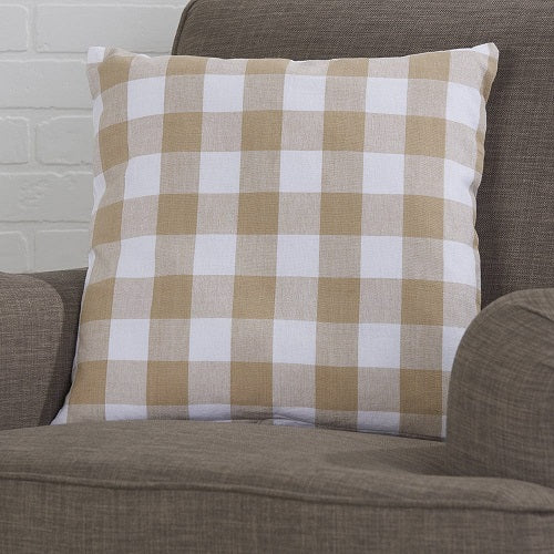 TAN BUFFALO CHECKERED 18" PILLOW COVER
