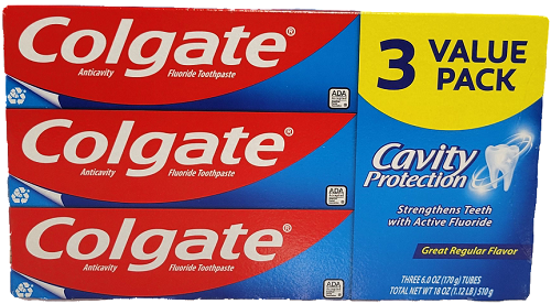 COLGATE ANTICAVITY FLUORIDE TOOTH PASTE 6oz 3CT EXP 09/30/24 NI