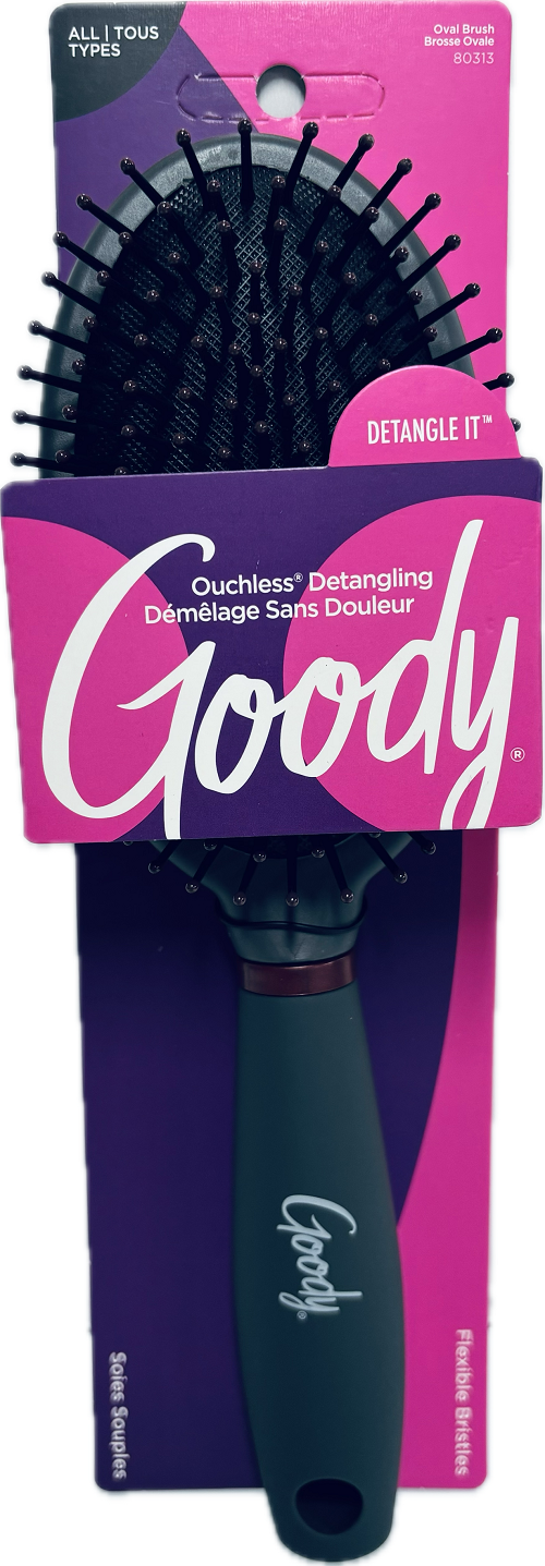 GOODY SMART CLASSICS OVAL CUSHION BRUSH ALL TYPES FLEXIBLE BRISTLES CHARCOAL NI