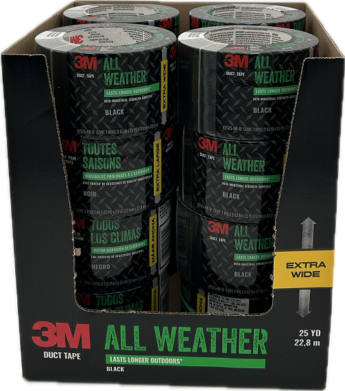 3M SUPER TOUGH ALL WEATHER BLACK DUCT TAPE 2.83in X 25yd