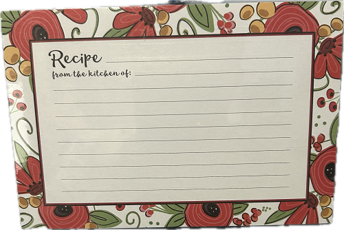 RECIPE CARDS - RED FLORAL