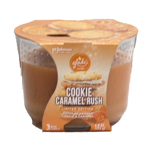 GLADE 3 WICK CANDLE 6.8OZ-COOKIE CARAMEL RUSH