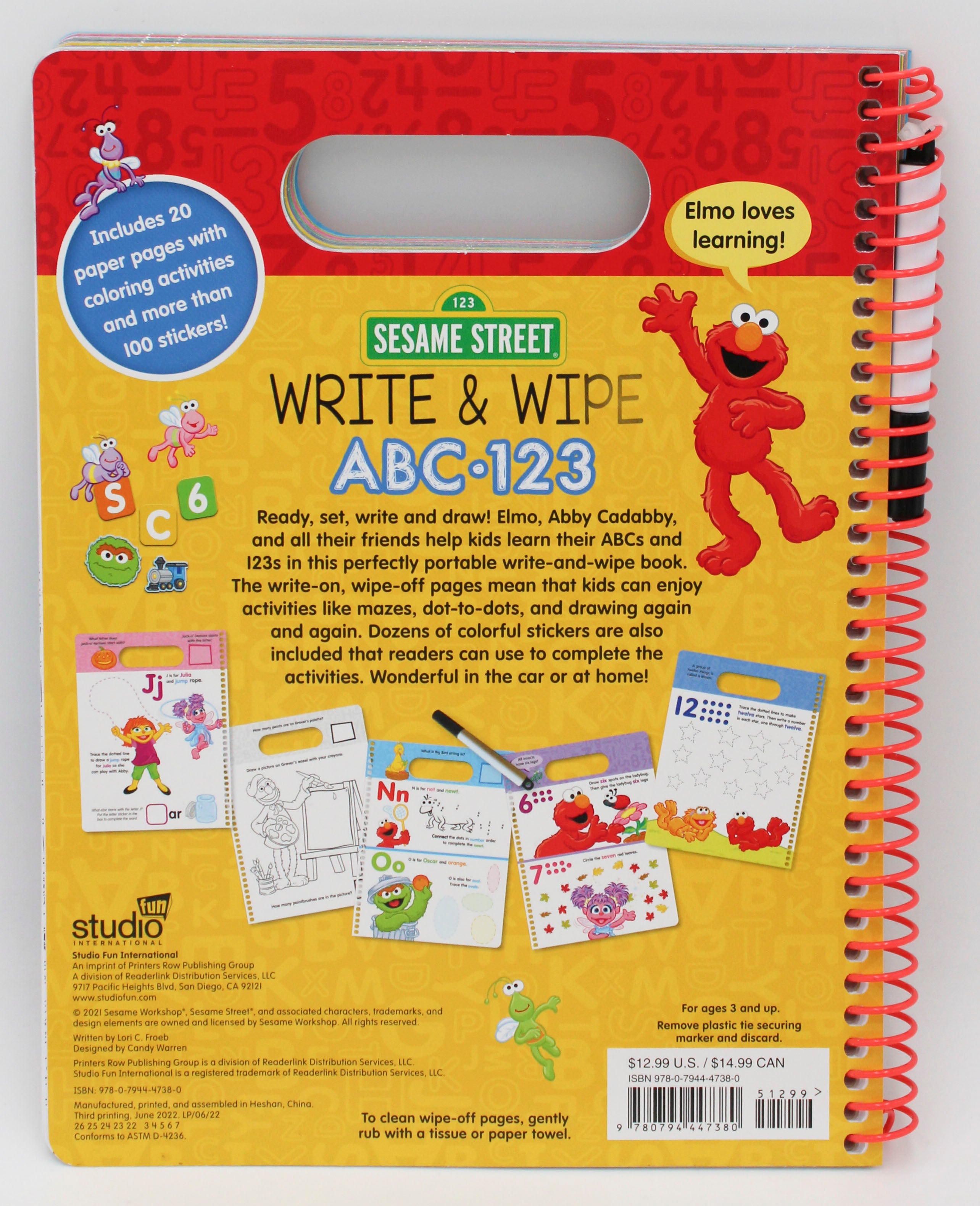 SESAME STREET: WRITE AND WIPE SPIRAL BOUND 60PG PP $12.99